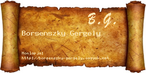 Borsenszky Gergely névjegykártya